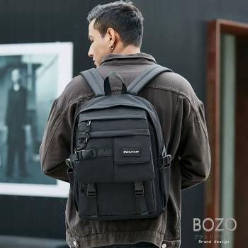 【BOZO伯樂】日系潮流帥氣工裝風旅遊後背包B6078-經典黑