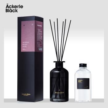 阿克黑精油擴香組250ml-03阿克黑玫瑰(贈擴香補充瓶300ML)  空間香氛室內擴香 家用擴香 木質香調 神秘黑瓶設計 母親節禮物