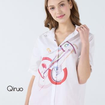 【Qiruo 奇若】春夏專櫃白色休閒襯衫1809A 短袖設計