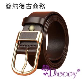 【Decoy】金扣頭 復古簡約商務時尚皮帶/顏色可選