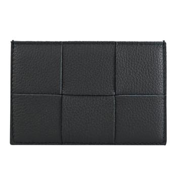 BOTTEGA VENETA 748052 大編織牛皮撞色隨身卡片夾.深藍/白邊