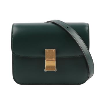 展示商品_CELINE Classic Box 金釦牛皮側背包(亞馬遜綠)