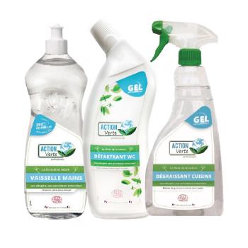 【Tafrishine Pure】法國綠色行動 3件組 碗盤+廚房油漬+馬桶除垢尿垢除臭清潔劑凝膠(*天然來源*歐盟有機認證 法國原裝)