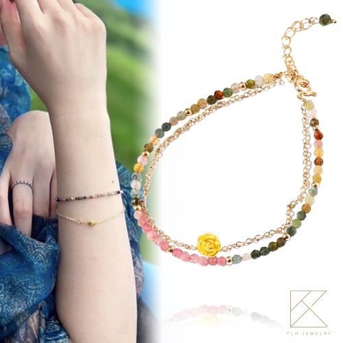 【TLH】黃金墜手鍊 純金999 花舞星空 約重0.03錢±0.01