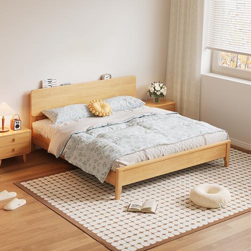 HappyLife 實木斜板雙人床架 150公分 Y12304