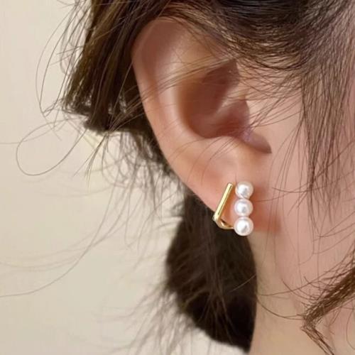 【Emi 艾迷】氣質珍珠相會 925銀針耳環 夾式耳環 無耳洞耳夾