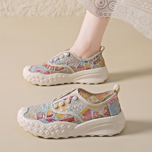 【Alice】專櫃級光彩奪目拼接厚底舒適旅遊樂福鞋(休閒鞋/跑步鞋/運動鞋/旅遊鞋)