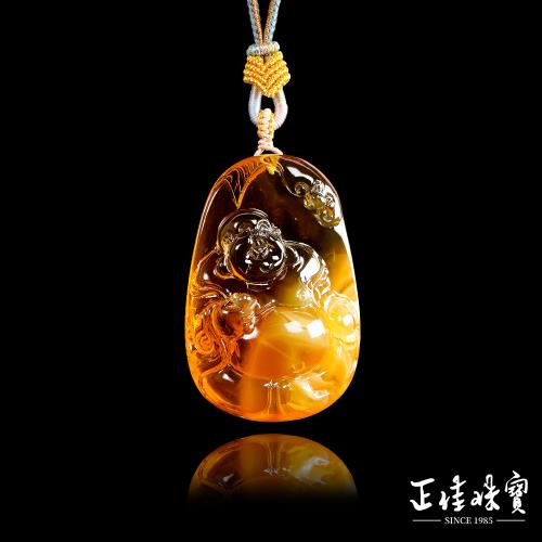 【正佳珠寶】蜜蠟琥珀 頂級金絞蜜 彌勒大肚佛 32g 金絞蜜吊墜