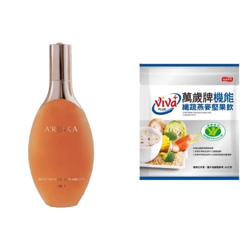 【1+1抗漲配】ARENKA 淨透嫩膚潔顏露+萬歲牌健康食品認證纖蔬燕麥堅果飲