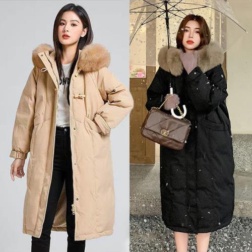 【韓國K.W.】韓國空運夢幻女郎升溫羽絨中長版外套(保暖/升溫/羽絨棉/連帽/中長版)