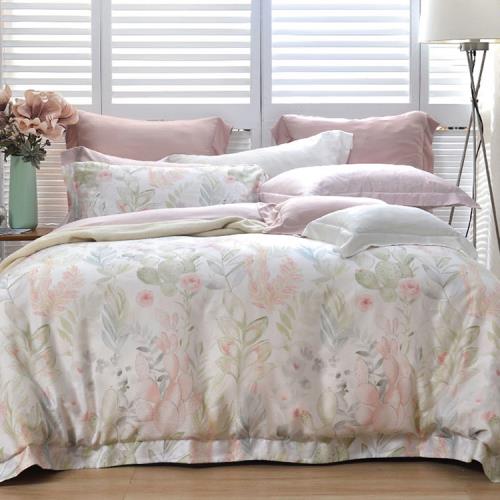 【卓瑩】天絲60S雅致-春意盎然床包5件組-6x6.2呎