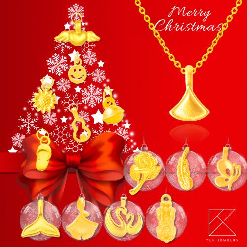 【TLH】14選1 閃耀聖誕 黃金造型項鍊 約重0.03錢±0.01 (耶誕節 xmas交換禮物)