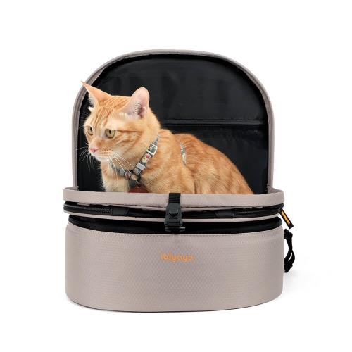 IBIYAYA依比呀呀 FC2462 強力磁吸扣版★愛的抱抱敞篷寵物背包-月光灰/暖杏