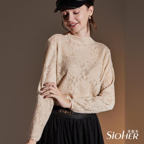 【SiOHER 熹歐禾】★羊毛編織鏤空蕾絲精品上衣三件組 (女上衣/半高領/羊毛上衣/休閒)