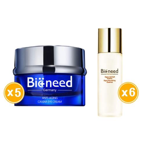 【全效呵護】【德國Bioneed】極致抗皺魚子眼霜30mlx5入+活膚青春露150mlx6入