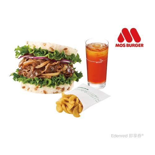 【摩斯漢堡】C537超級大麥燒肉珍珠堡+月亮薯條+冰紅茶(L)  好禮即享券
