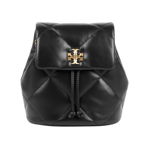 TORY BURCH Kira 菱格紋縫線迷你轉釦後背包(黑色)