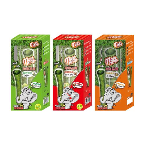 【MM象】泰式烤海苔捲2.5g*6支/盒，6盒組  口味任選:(經典原味/酷辣香味/香烤魷魚味)