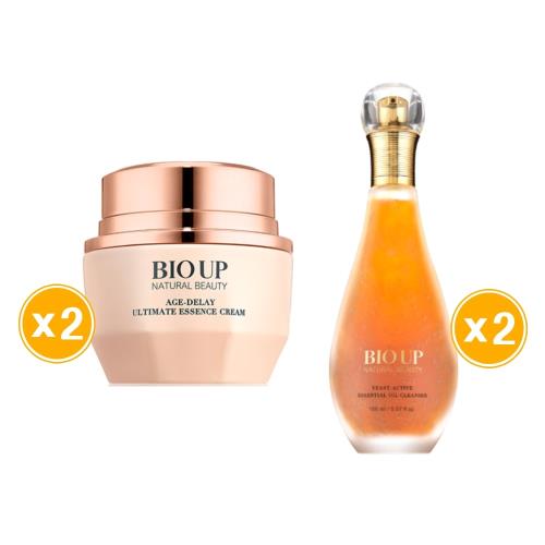 【全效呵護】BIO UP 自然美酵肽活能精油潔膚露150ml(2入)+BIO UP 自然美 極萃賦活全能撫紋霜50g（2入）商品效期:2026/10/