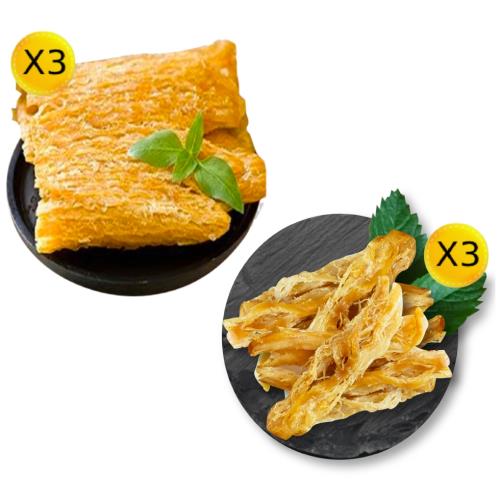 【胡媽媽灶腳】碳烤魷魚片3入+碳烤魷魚條3入組