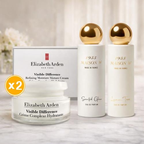 【香頌奢養組】雅頓 21天霜 75ml*2入組+法國MAISON W 1955淡香精 15ml