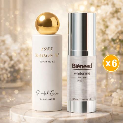 【全效呵護】【德國Bioneed】極光保濕防曬隔離乳SPF50 x6入+MAISON W 1955 淡香精1.5ml(兩款任選)
