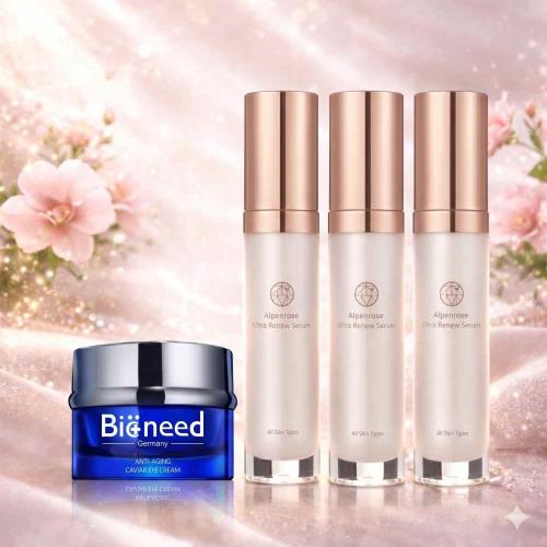 【全效呵護】森美妍-極地雪玫瑰精萃(30ml/瓶)X3+德國Bioneed 極致抗皺魚子眼霜30ml 共5入