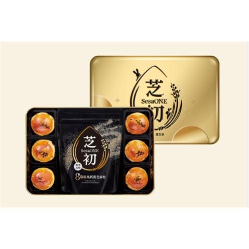 (預購)【芝初】 2026年黑芝麻Q潤蛋黃酥6入禮盒-單盒(每盒內含黑芝麻Q潤蛋黃酥x6、8倍細高鈣黑芝麻粉200gx1 附禮袋)