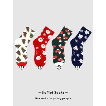 女韓國秋冬可愛卡通圣誕雪人襪子
