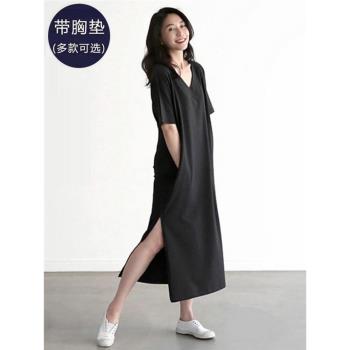 莫代爾過膝長款孕婦夏天睡衣