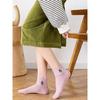 潮紫葡萄女士春夏季薄棉可愛襪子