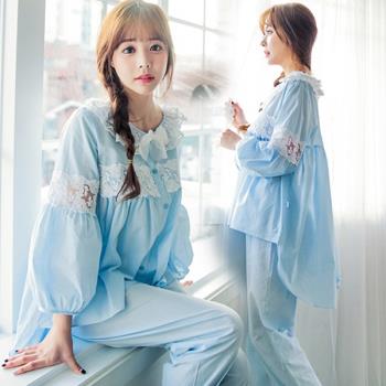 棉布女春秋公主學生可愛韓版睡衣