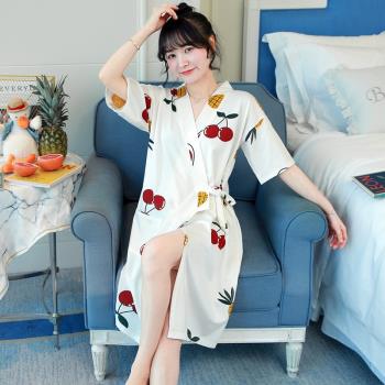 女純棉春夏季日式和服可愛睡袍