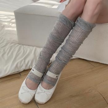 夜間教習室灰色襪子女夏季薄款泡泡口堆堆襪白色中筒辣妹小腿襪套