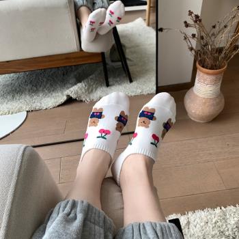 潮女士夏季卡通韓國可愛小熊船襪
