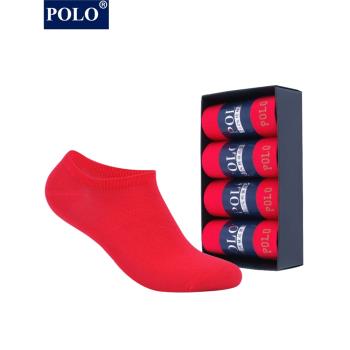 polo襪子男本命年淺口純棉棉船襪夏季薄款結婚低幫隱形紅色短襪