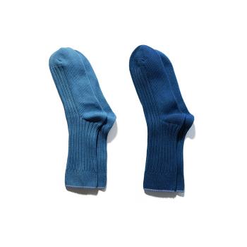 市井藍染 手工古法天然染針織棉襪植物染indigo抗菌線襪深藍淺藍