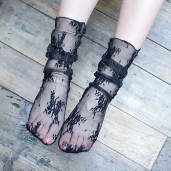 襪子女透氣鏤空網眼蕾絲雕花襪子
