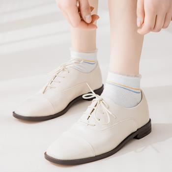 白色蕾絲短襪女春秋純棉配單鞋皮鞋的夏季薄款初中生高中女生襪子