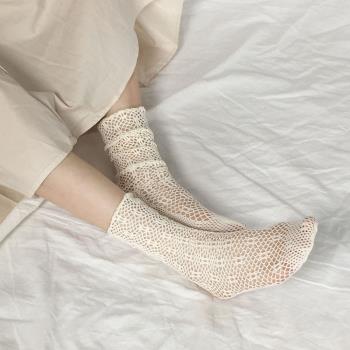 薄款蕾絲鏤空網眼透氣女堆堆襪