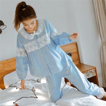 韓國棉布女春秋甜美清新公主睡衣