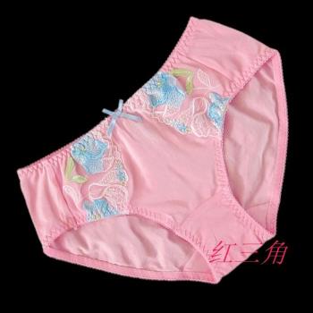 刺繡健康舒適粉色韓國三角內褲
