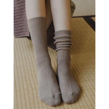 秋冬女純棉厚款原宿粗毛線堆堆襪