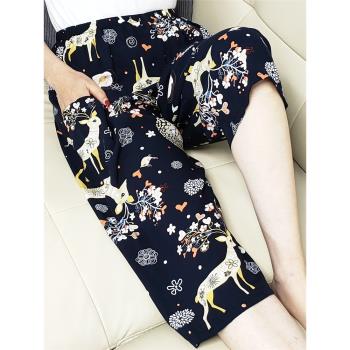 男女純棉情侶寬松大碼可外穿睡褲