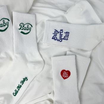 愛心22SS設計師英文刺繡運動襪子