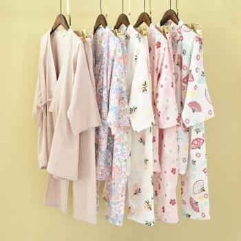 櫻花季女士純棉七分袖和服睡衣