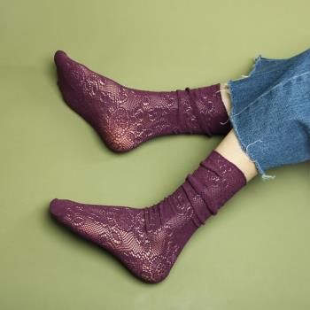 秋季薄款鏤空女堆堆襪韓版蕾絲