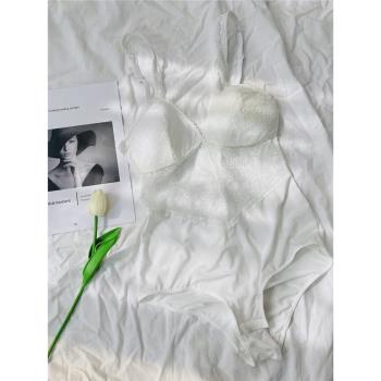 法式黑色無鋼圈舒適蕾絲吊帶胸罩