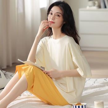 莫代爾女純色棉七分褲涼感睡衣