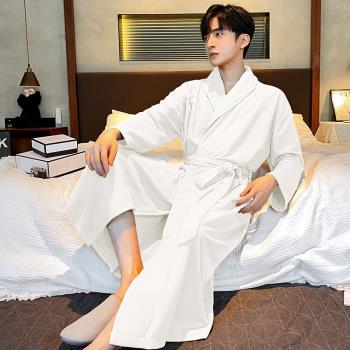 男士純棉白色日式和服速干睡衣